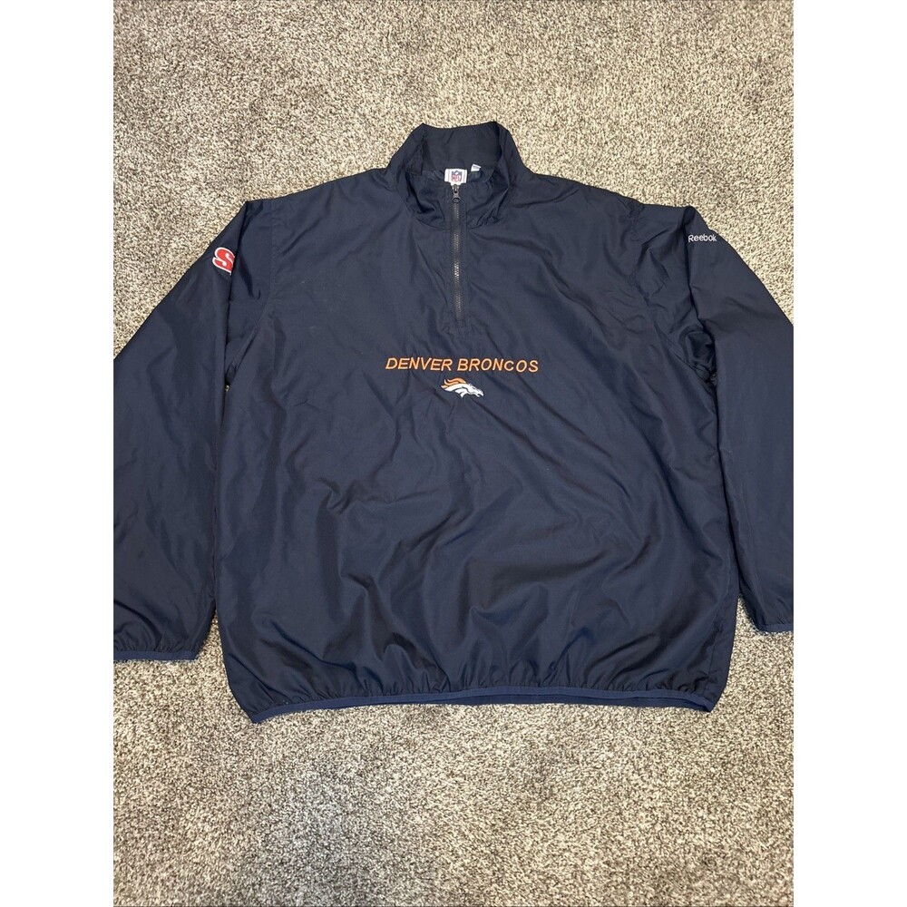 NFL Denver Broncos Pullover Windbreaker Jacket Men’s 2XL Gray Side Zip Vintage